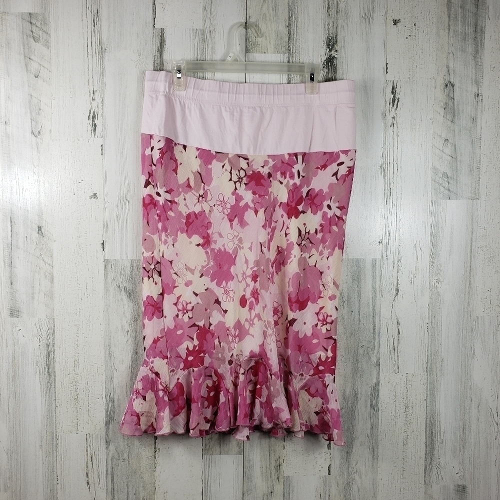 Motherhood maternity pink floral sheer skirt lining women's size medium